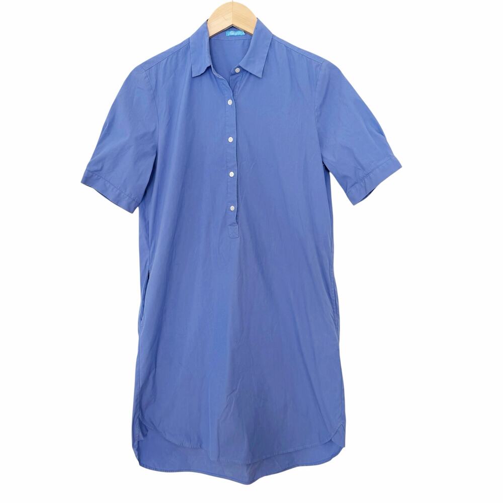 J. McLaughlin Blue Popover Short Sleeve Shirt Dress Sz S